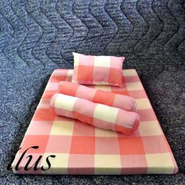 Kasur Bayi Premium Terbaru Kasur Bayi Multifungsi + 1Bantal & 2Guling LP Kasur Set Pink Box