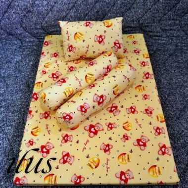 Kasur Bayi Premium Terbaru Kasur Bayi Multifungsi + 1Bantal & 2Guling LP Kasur Set Yellow Bear