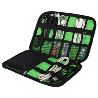 Tas Gadget Organizer Bag Portable Case Hitam Hijau