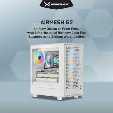 Casing PC Gaming FPMAX Airmesh G2 Casing PC ATX - EATX | CPU PC Case Gaming white