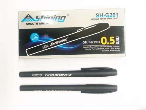 Pulpen Gel Shining Warna Hitam SHG-201 1 lusin (12 Pcs)