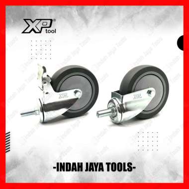 XP TOOL Roda AS Drat Tonggak TPR Karet Abu 5 Inch HIDUP REM MATI - Troli Kastor Caster Trolley REM