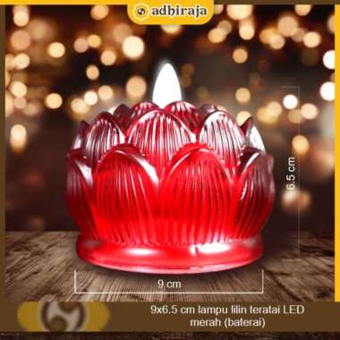 Lampu lilin teratai/lilin electrik/lilin electric baterai LED merah (9x6.5cm)