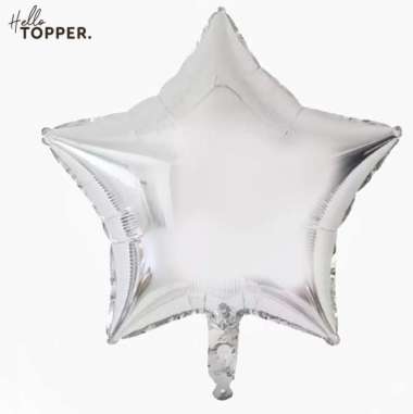 Balon Foil Bintang / Balon Foil Star / Bentuk Bintang 40cm silver