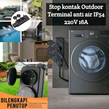 Stopkontak Outdoor Terminal Anti Air IP54 16A 250V EU steker colokan listrik Lubang 3 soket