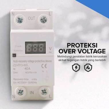 Proteksi Tegangan Listrik Din Rail Over & Under Voltage Protection Auto Recovery 230V 40A AC PLN Gen