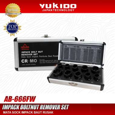 Yukido Mata Sock Pembuka Baut Rusak 10PCS / Impact Bolt Nut Remover Set Yukido AB-666FW