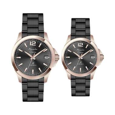 Jam Tangan Couple Alexandre Christie Primo Steel AC 1031 BBRBA Couple Black Dial Black Stainless Ste