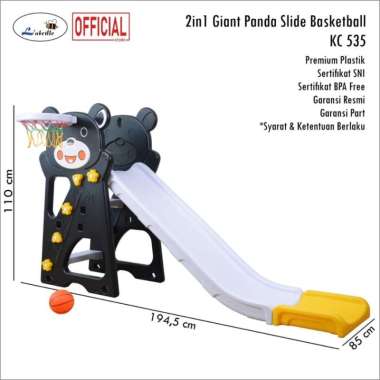 Labeille KC 535 2in1 Slide Giant Panda Perosotan / Ring Bola Basket / Kado Perlengkapan Bayi / Maina