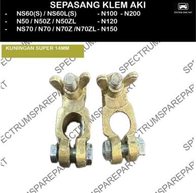 SEPASANG KEPALA AKI KLEM AKI NEPEL AKI BESAR SUPER TEBAL KUNINGAN