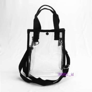 Mini Sling Bag - Travolt - Tas Transparan - Tas Selempang - Jungpal s - Pouch Tnpa Tali List Hitam