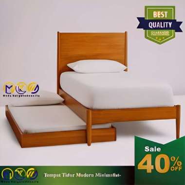 Tempat Tidur Dipan Sorong Model Minimalis Klasik Bahan Kayu Jati 160x200