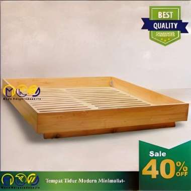 Tempat tidur kayu jati minimalis simple dipan kayu jati jepara 140x200