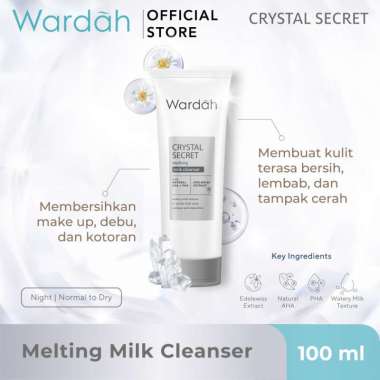Wardah Crystal Secret Melting Milk Cleanser with Natural AHA+PHA (Pembersih Wajah Mencerahkan) 100ml