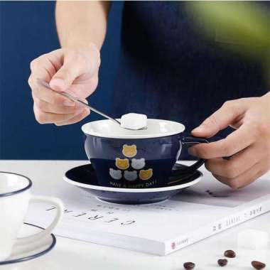 Gelas Keramik Teh Kopi Kawai Cangkir Kopi Souvenir Cup Putih