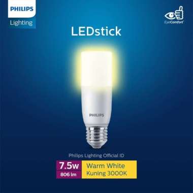 Paket Lampu 3X Philips Bohlam DLStick 7W E27 3000K Gratis 1 Lampu