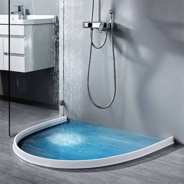 Lis silikon Water Stopper Tempat wudhu Kamar mandi Bar Silikon Penghalang Air Sealing Strips 2M - Wh