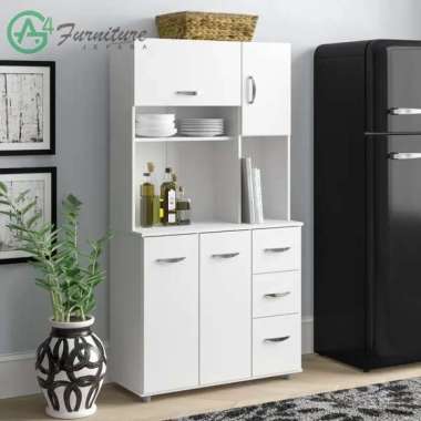 Lemari Dapur Minimalis Blanden Warna Duco Putih - Kayu Mahoni
