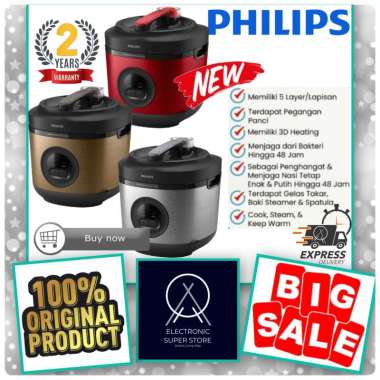 PHILIPS HD 3211 HD3211 3211/30 RICE COOKER PHILIPS 1.8L BAKUHANSEKI COATING MAGIC COM 3in1 STAINLESS