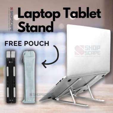 Stand Laptop Alumunium Alloy / Standing Tatakan Alas Laptop Portable Hitam
