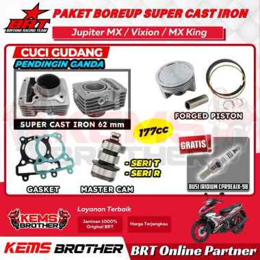 Blok Double Cooler Super Cast Iron Bore Up 177CC Jupiter MX, Vixion, MX King, Xabre, R15 dan Noken A