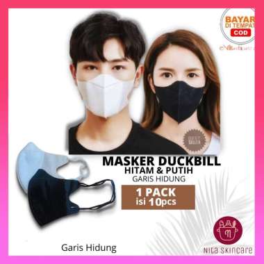 10 PCS Masker Duckbill 3 ply Fashion Mask Face Mask Hitam