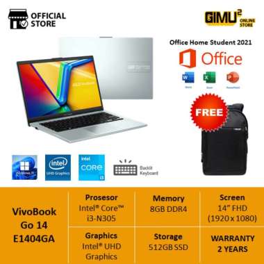 ASUS Vivobook Go 14 E1404GA i3-N305 8GB 512GB SSD 14" FHD W11+OHS