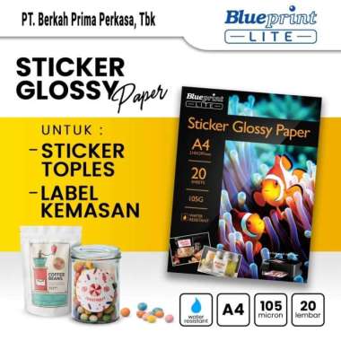 Kertas Stiker Glossy / Sticker Glossy Paper BLUEPRINT LITE A4 105 micron