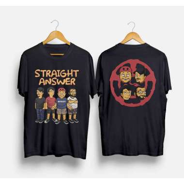 Kaos Band Straight Answer The Simpsons / Tshirt Musik , Pria & Wanita Bahan Cotton Combed 24'S Tebal