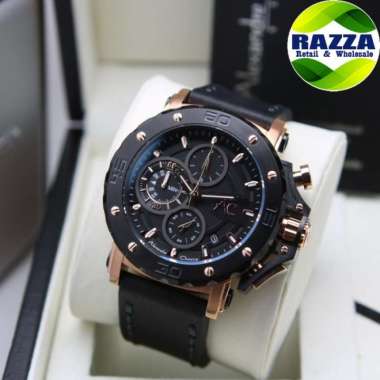 ALEXANDRE CHRISTIE AC 9205 AC9205 ROSEGOLD BLACK LEATHER ORIGINAL