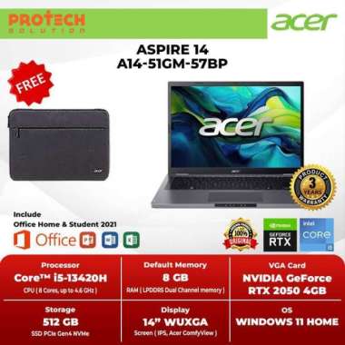 [INTEL] ACER ASPIRE 14 A14-51GM-57BP GREY CORE i5-13420H RTX2050 8GB 512GB W11+OHS 2021