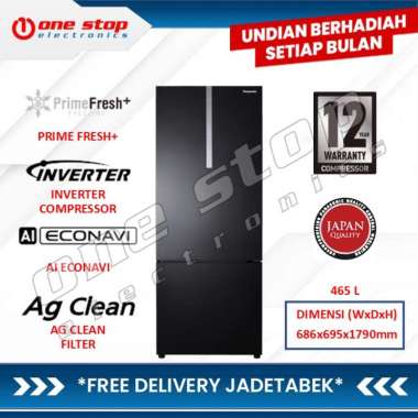 [GARANSI RESMI] PANASONIC NR-BX471CPKD Kulkas 2 Pintu Bottom Freezer 465L