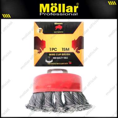 BISON D83081 Sikat Mangkok Kepang 3" Kawat Baja Wire Cup Brush Twisted Gerinda hitam