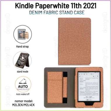 Kindle Paperwhite 11th 6.8 inch denim magnetic stand case casing fabric M2L3EK Sand grey