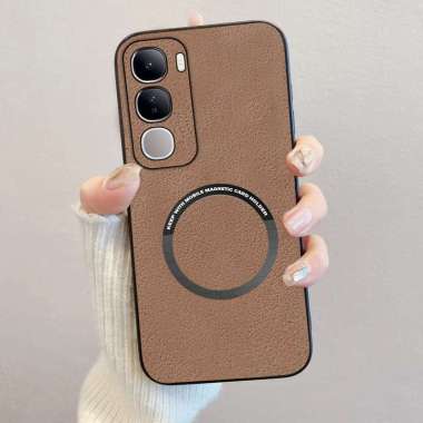 Case Compatible Vivo V40 Lite 4G / V40 Lite 5G Softcase Magnetic Leather Magsafe Vivo V40 Lite 5G Bi