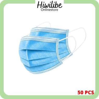 HWLB MASKER 3PLY EARLOOP | isi 50 biru | non medis non surgical | disposable | terima grosir BIRU gr
