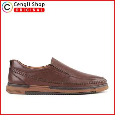 BRUNO PREMI KICKERS SEPATU SLIP ON PRIA ORIGINAL KULIT ASLI ORI KASUAL CASUAL SEMI FORMAL COKLAT BRO