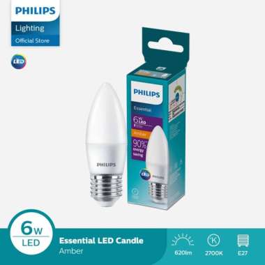 Lampu Philips Bohlam ESS LED Candle 6W E27 2700K Semi Putih
