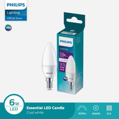 Lampu Philips Bohlam ESS LED Candle 6W E14 40000K Semi putih