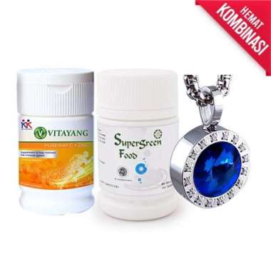 Kalung KK LIFORCE Blue Sapphire Crystal (Paket Pemula) + SGF 150 Tablet & Vitayang Pureway C + Zinc 