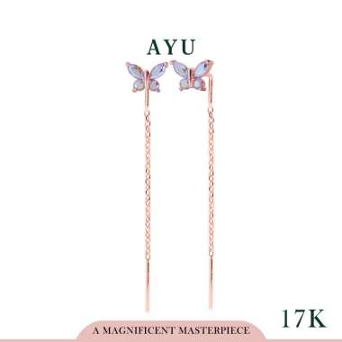 AYU Anting Emas - Magical Fluttering Butterfly Thread Earrings 17k Rose Gold