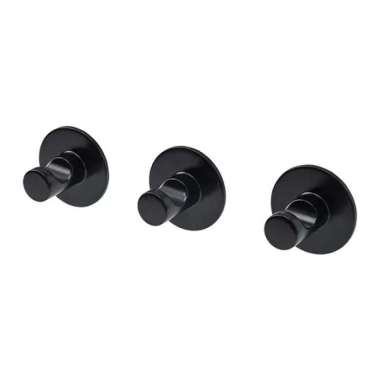 Pengait Dinding (3pcs) Gantungan Tempel Bahan Aluminium - Hitam