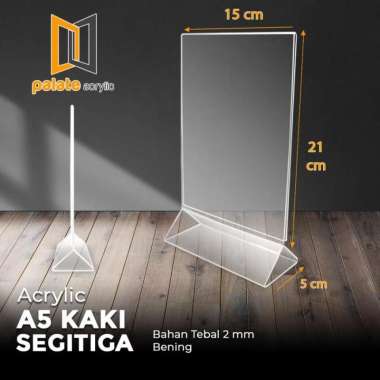 Acrylic Tent brosur A5 Kaki Segitiga Menyatu/Tent holder A5 2mm