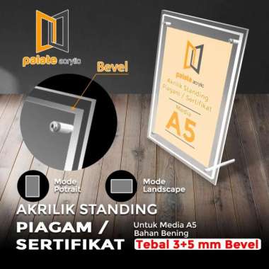 AKRILIK FRAME / DISPLAY MEJA / ACRYLIC STANDING FRAME PIAGAM A5