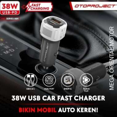 Car Charger 38W Fast Charging Dual Port USB A + C Pro Series 001 Lighter Charging Mobil