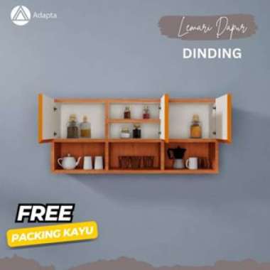 Lemari Rak Dinding Kitchen Set Minimalis - Lemari Rak Bumbu Dapur Gantung Atas Coklat Hitam