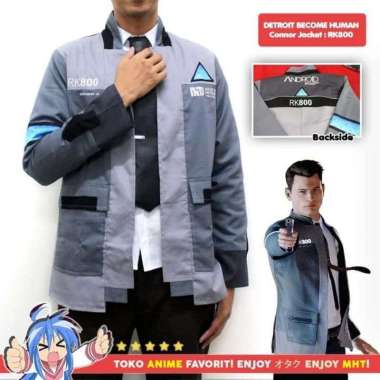 Jaket Detroit Become Human Jaket Reflika Jaket Cosplay Jas Pria Bordir Abu abu S