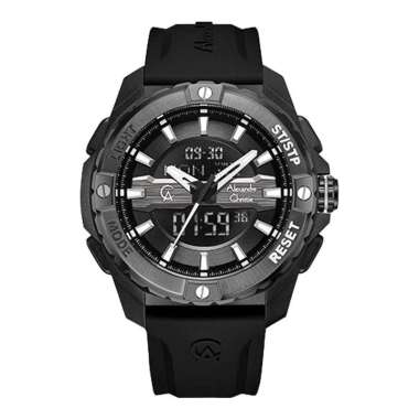 Jam Tangan Pria Alexandre Christie Digi AC 9404 MH REPBA Men Digital Analog Dial Black Rubber Strap