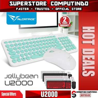 Alcatroz Combo Keyboard & Mouse Wired JellyBean U2000 Putih