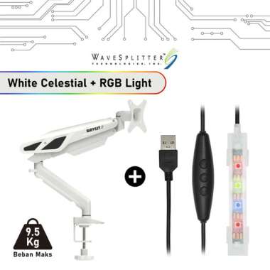 Paket Bundling LED Bracket Graming RGB Light Strip Untuk Monitor Arm Wavesplitter LED + WHITE